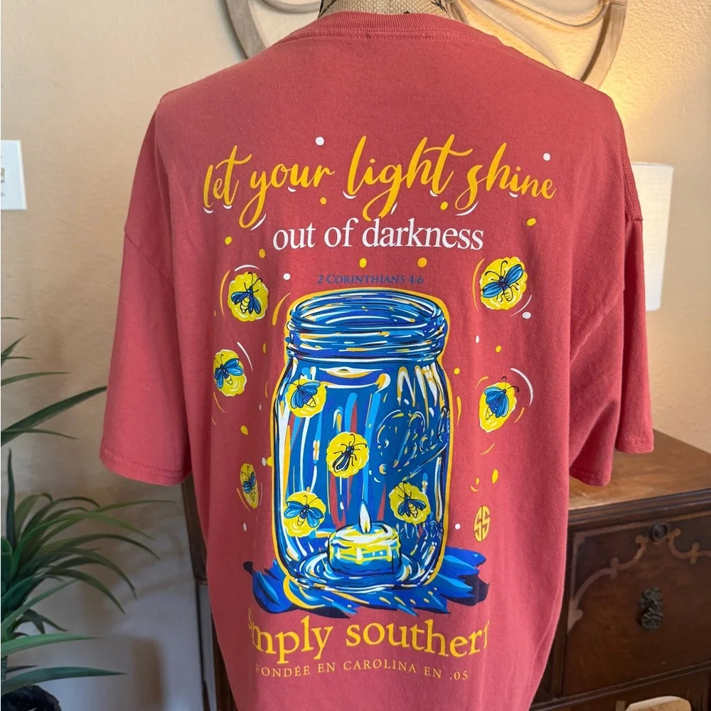 Simply Southern Rose Coral Firefly Short Sleeve Tee - Picture 9 of 12